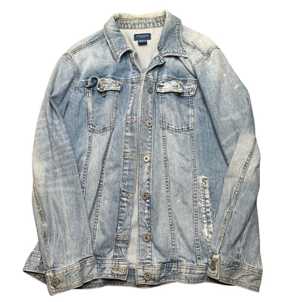 Oversized distressed denim jacket